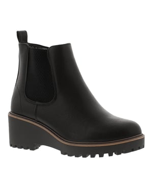 Platino Womens Wedge Chelsea Boots Yasmin Zip black