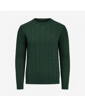 Joules Cable Crew Mens Sweater Green