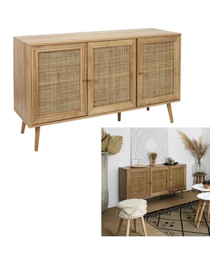 Home Deco Factory Dressoir bali – 3 deuren – rotan & hout – 115 cm