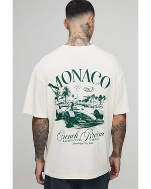 Tall Oversized Monaco Racing Print T-Shirt