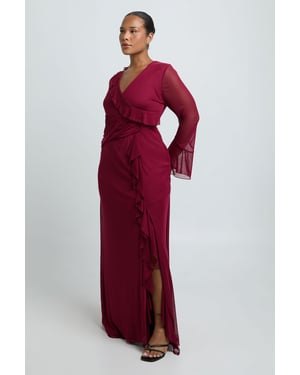 Plus Ruffle Wrap Detail Maxi Dress