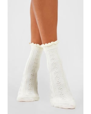Scallop Edge Openwork Knitted Socks