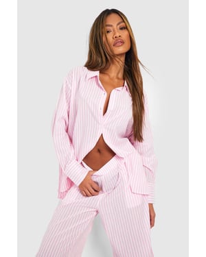 Cotton Pinstripe Oversized Pyjama Shirt