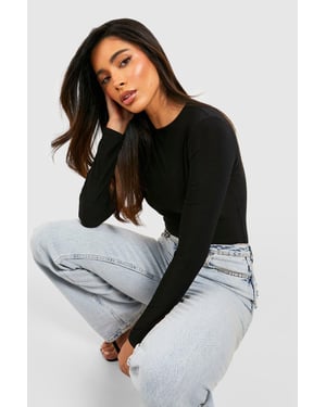 Double Layer Slinky Long Sleeve Crew Neck Bodysuit