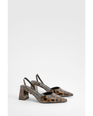Wide Fit Leopard Block Heel Court Shoes