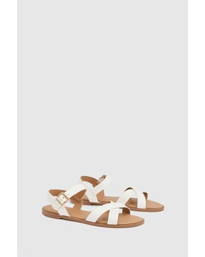 Wide Fit Florence  Faux Leather Cross Strap Flat Sandals
