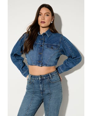 Seam Detail Cropped Denim Jacket