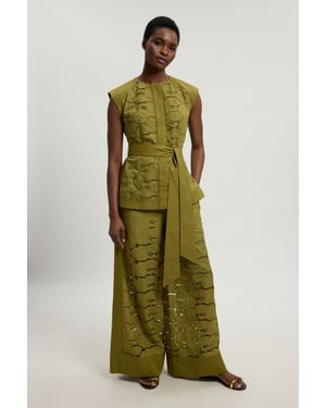 Cutwork Cotton Woven Trouser