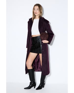 Brushed Wool Look Belted Coat