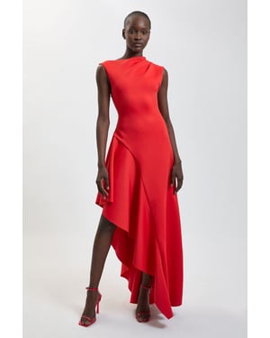 Scuba Drama Ruffle Hem Woven Maxi Dress