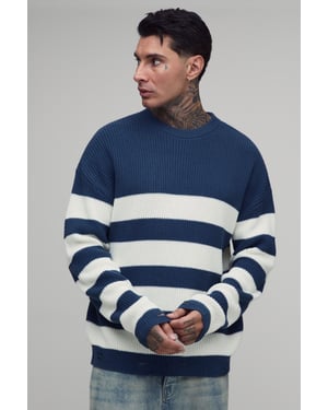 Tall Striped Distressed Knitted Jumper 