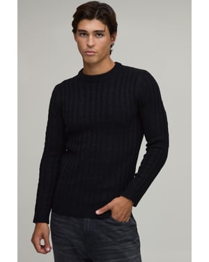 Muscle Fit Cable Knitted Jumper