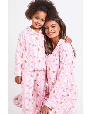 Kids Matching Family Super Soft Gingerbread Man Print Long Sleeve Shirt & Trousers Pyjama Set