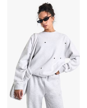 Eyelet Detail Oversized Sweatshirt