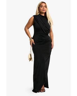 Plus Slinky Wrap Detail Maxi Dress