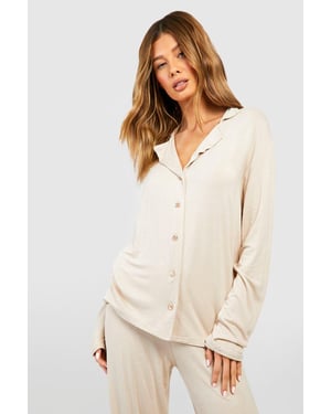 Jersey Long Sleeve Button Up Pyjama Shirt
