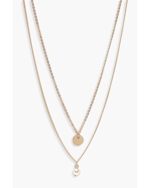 Circle & Pearl Simple Layered Necklace