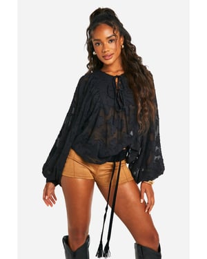 Burnout Floral Boho Blouse