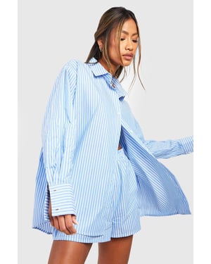 Cotton Pinstripe Oversized Pyjama Shirt