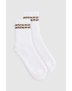 Leopard Double Stripe Sports Sock