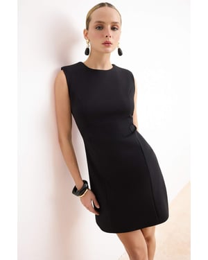 TRENDYOLMİLLA Dames Zwart Effen Kort / Mini Mouwloos A-lijn Jurken