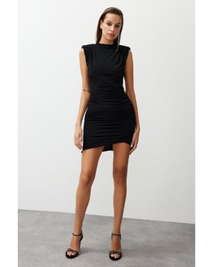 TRENDYOLMİLLA Dames Zwart Effen Kort / Mini Mouwloos Stijlvol/Avond Bodycon Jurken