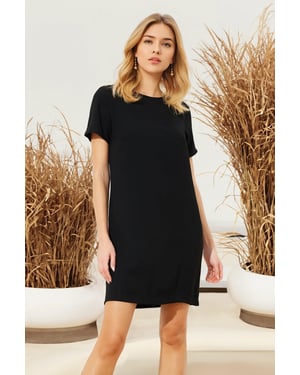 TRENDYOLMİLLA Dames Zwart Effen Kort / Mini Kort Zakelijk Recht Jurken