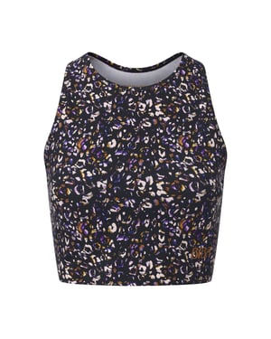 Biba Move-cropped tanktop met luipaardprint voor dames (Zwart)