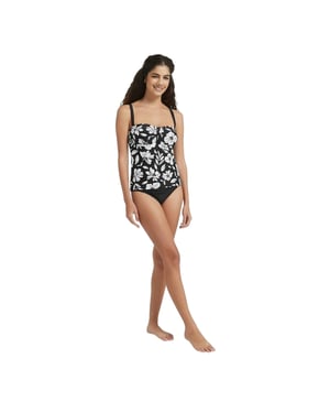Be You Tankini-top met bloemenprint en sweetheart-halslijn voor dames (Monochroom)