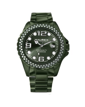 Haurex Italy: Womens Ink Stones Green Watch
