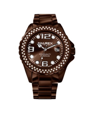 Haurex Italy: Womens Ink Stones Brown Watch