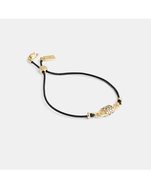 Quilted Padlock Leather Slider Bracelet
