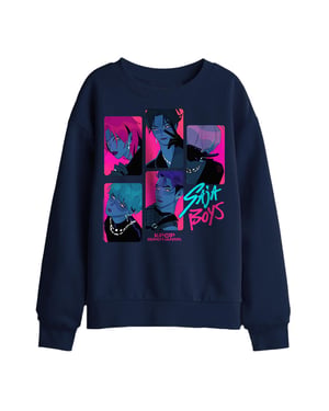 K-Pop Demon Hunters Saja Boys Demons-sweatshirt voor kinderen/jongens (Marine)