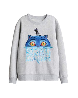K-Pop Demon Hunters Kinder-sweatshirt met Derpy Tiger-logo in vervaagde stijl (Atletische Heide)