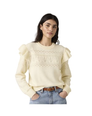 Levis Shane Pointelle-tröja med fladdrande ärmar för damer (Tofu)