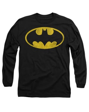 Batman Unisex Adult Distressed Logo T-shirt met lange mouwen (Zwart)