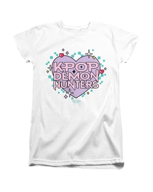 K-Pop Demon Hunters Womens/Ladies Pixel Hearts Fitted T-Shirt (White)