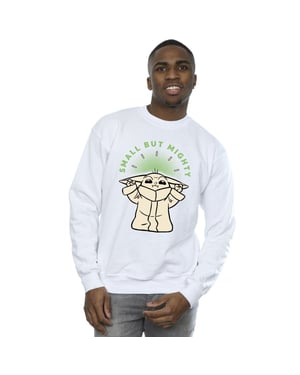 Star Wars Mens The Mandalorian Small But Mighty Grogu Sweatshirt (White)