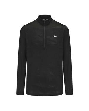 Everlast Heren-shirt met hoge kraag, normale pasvorm en lange mouwen (Zwart)