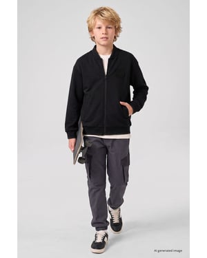 Tommy Life jeugd-sweatshirt met rits en ronde hals