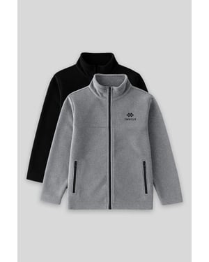 Sweatshirt voor jongeren van pluche met ritskraag