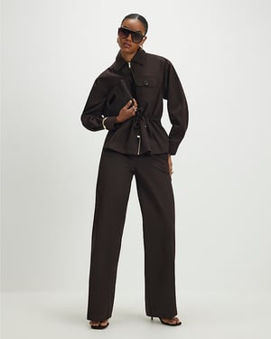 River Island Womens Trousers Brown Drawstring Waist Zip Hook