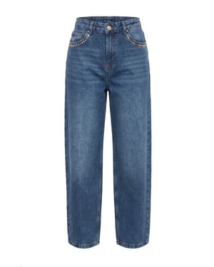 TRENDYOLMİLLA Dames Blauw Effen Barrel Hoge taille Jeans