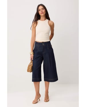 TRENDYOLMİLLA Dames Blauw Effen Culotte Hoge taille Jeans