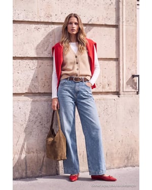 TRENDYOLMİLLA Dames Blauw Effen Wijde pijp Hoge taille Jeans