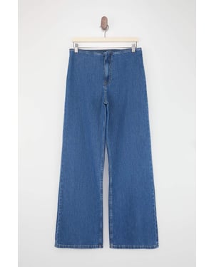 TRENDYOLMİLLA Dames Blauw Effen Wijde pijp Normale taille Jeans