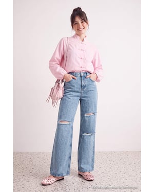 TRENDYOLMİLLA Dames Blauw Effen Hoge taille Jeans