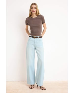 TRENDYOLMİLLA Dames Blauw Effen Wijde pijp Normale taille Jeans