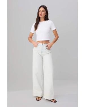 TRENDYOLMİLLA Dames Blauw Effen Wijde pijp Hoge taille Jeans