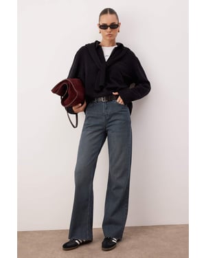 TRENDYOLMİLLA Dames Blauw Effen Wijde pijp Hoge taille Jeans